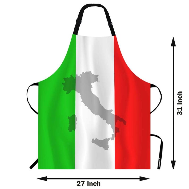 WONDERTIFY Italian Flag Apron,The Contour of Italian Territory Is Printed on The Flag Bib Apron with Adjustable Neck for Men Women,Suitable for Home Kitchen Cooking Waitress Chef Grill Bistro Apron - Image 3